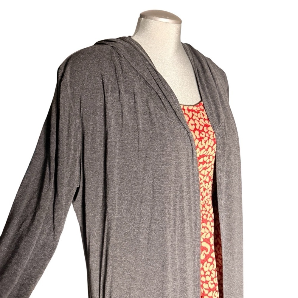 Isaac Liev Hooded Maxi Cardigan Gray - Picture 3 of 4